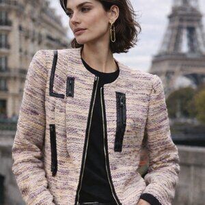 Mayle Tweed Textured Purple Blazer Size 6